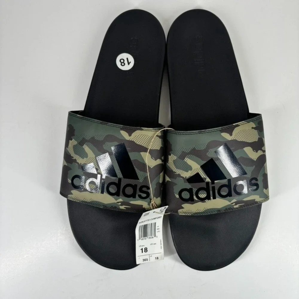 Adidas Adilette Men's US 18 Camouflage Cloudfoam Slip-On Comfort Slide Sandals
